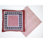 Flower Mesh Paisley & Chevron Bagh Hand Block Print Cotton Cushion Cover - Red Black