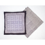 Checks Mix & Seashell Bagh Hand Block Print Cotton Cushion Cover - White Black