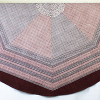 Ditsy Diamond Hand-block Print Round Table Cloth - Black Red