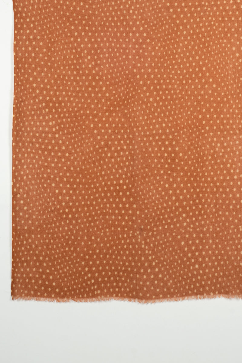 Polka Dots Illusion Merino Wool Scarf - Burnt Orange