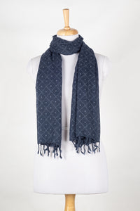 Dotted Diamond Merino Wool Scarf - Blue