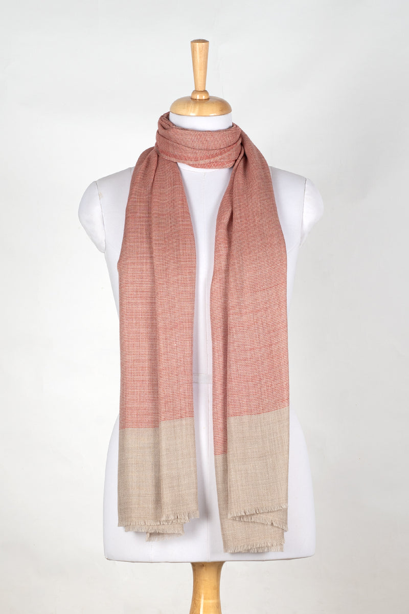 Micro Squares Cashmere Wool Scarf - Red Beige