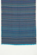 Vivid Stripes Reversible Cashmere Wool Scarf - Turquoise Multi-Coloured
