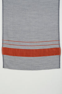 Bordered Stripe Cashmere Wool Scarf – Grey & Orange