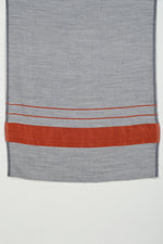 Border and Stripes Cashmere Wool Scarf - Grey Orange