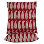 Paisley Bagh Hand Block Print Cotton Cushion Cover - Red