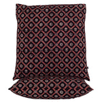 Diamond Flower Bagh Hand Block Print Cotton Cushion Cover - Red Black