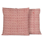 Flower Tile Bagh Hand Block Print Cotton Cushion Cover - Red White