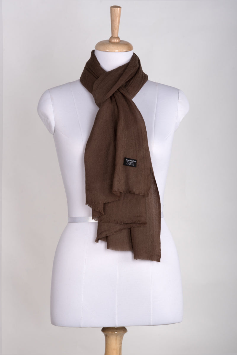 Paisley Jacquard Weave Cashmere Wool Scarf - Brown
