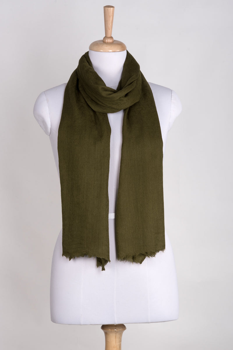 Paisley Jacquard Weave Cashmere Wool Scarf - Olive