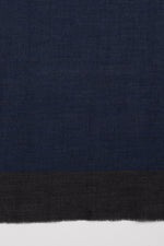 Pinstripes with Border Merino Wool Scarf - Blue Grey