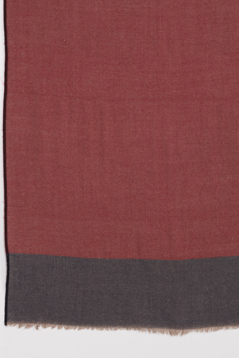 Twill Weave Two Tone Merino Wool Scarf - Red Navy