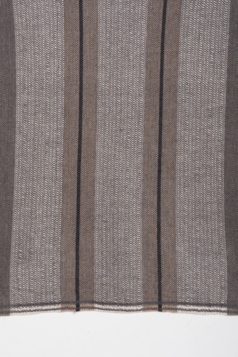 Stripes and Chevron Cashmere Wool Scarf - Grey