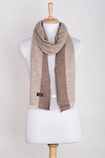 Stripes and Chevron Cashmere Wool Scarf - Beige
