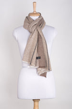 Stripes and Chevron Cashmere Wool Scarf - Beige